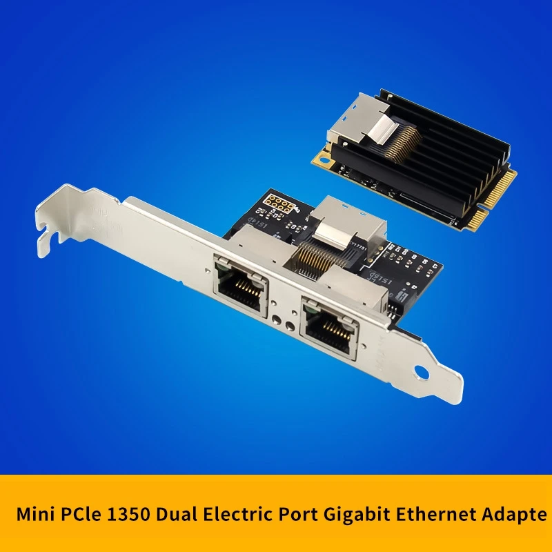 Dual RJ45 Network Card MiNi PCIe Gigabit Ethernet Adapter for  I350 Industrial Control Network Device Adapter