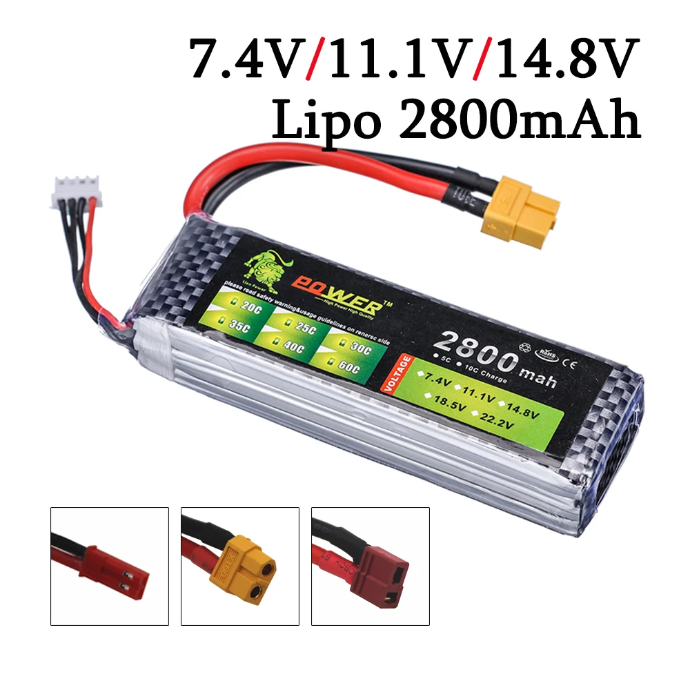 

Литий-полимерная батарея Lion Power 7,4 В/11,1 В/14,8 в 2800 мАч для радиоуправляемых дронов, лодок, автомобилей, котировщиков, запасные части, 2s 3s 4s, акку...
