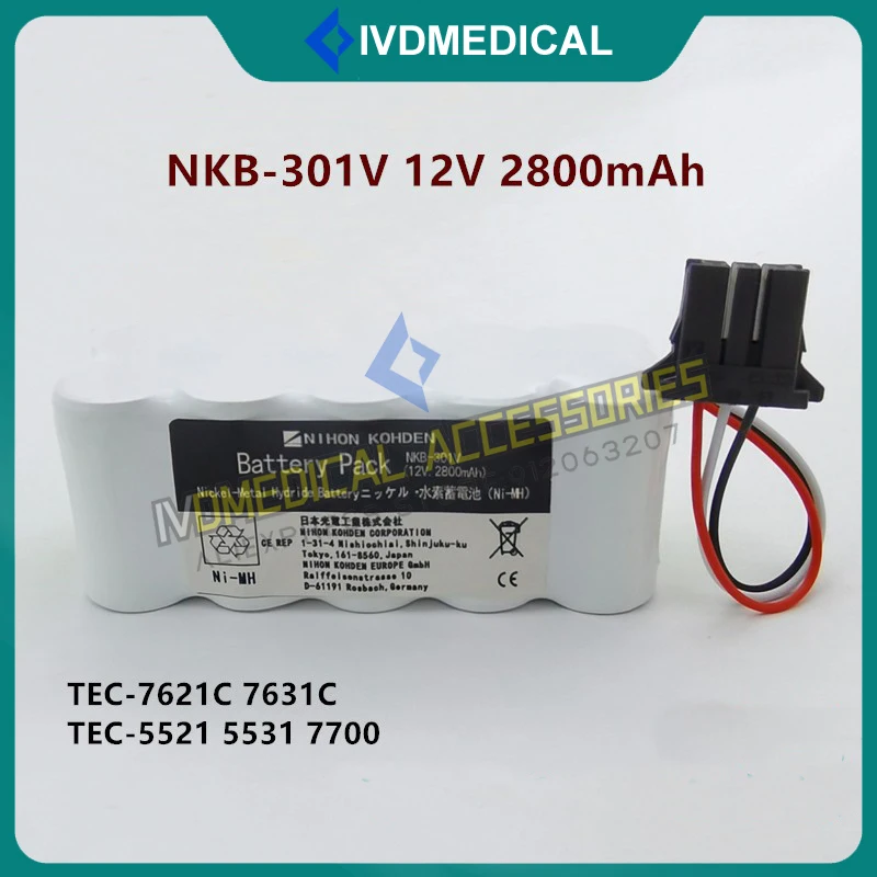 Original Nihon Kohden TEC-7621C TEC-7631C TEC-7700 TEC-5521 TEC-5531 Defibrillator Battery NKB-301V 12V 2800mAh