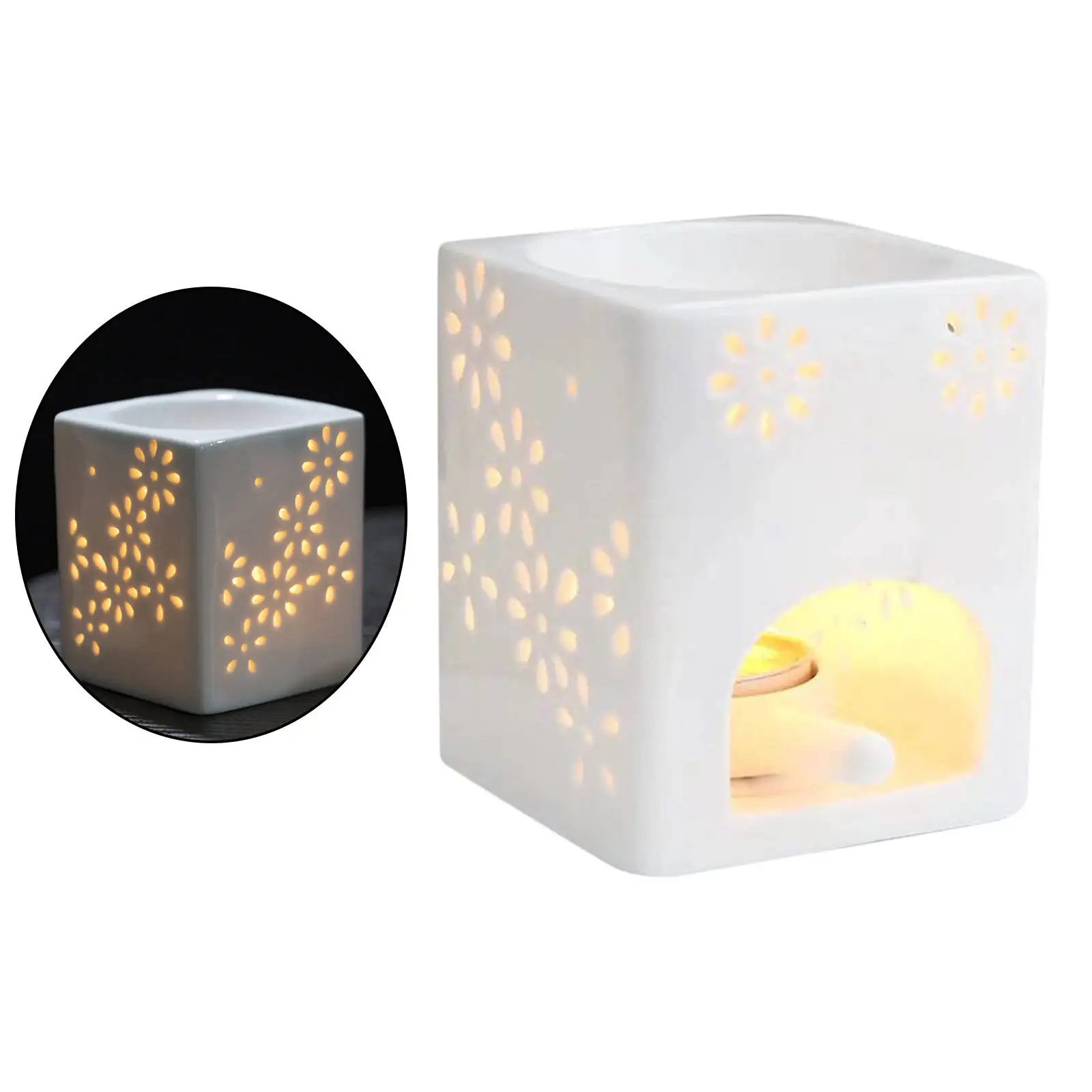 

Tea Light Holder, Ceramic White Aromatherapy Essential Oil Burner, for Aroma Powder, Tea Leaves, Home Yoga Meditation Spa