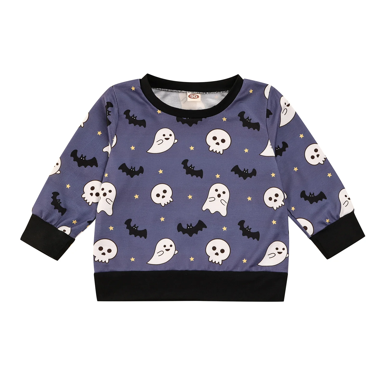 

Свитшот на Хэллоуин для маленьких девочек и мальчиков, пуловер с длинным рукавом и принтом призрака, черепа, топы, повседневная одежда на ос...