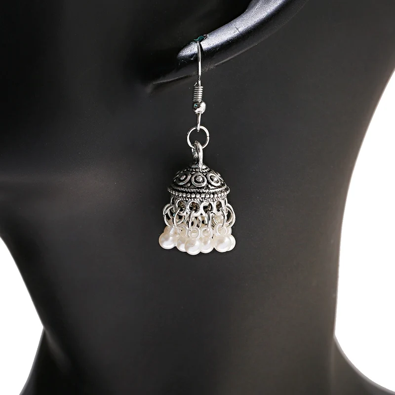 Винтажные Серебристые серьги-колокольчики с жемчужинами и кисточками для женщин