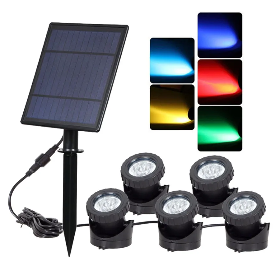 

IP68 RGB Changeable Solar Underwater Lights Lamp Outdoor Waterproof Solar Spotlight Swimming Pool Fountains Pond Aquarium Light