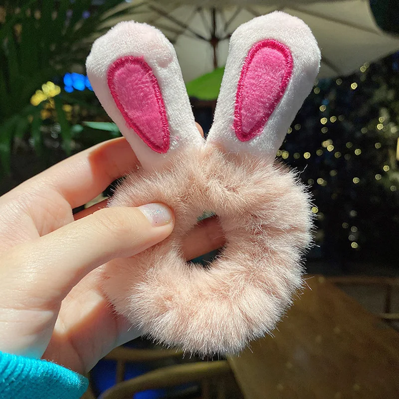 

New Women Girls Cute Plush Animal Ear Scrunchie Ponytail Hair Tie Decorate Elastic Hair Bands Headband Fashion Hair Accessories