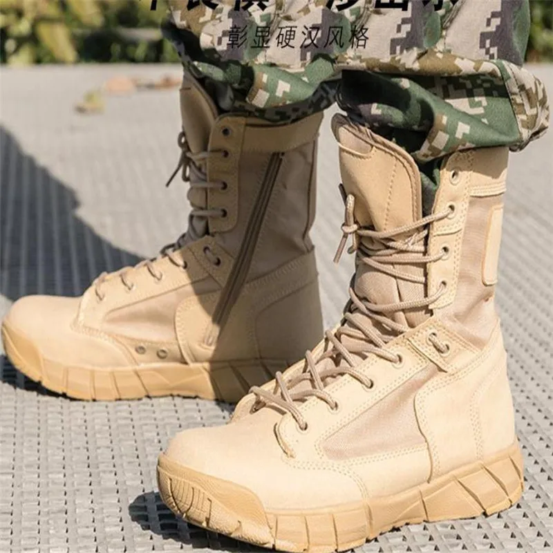 Кожаные уличные походные ботинки мужские пустынные ботильоны военные