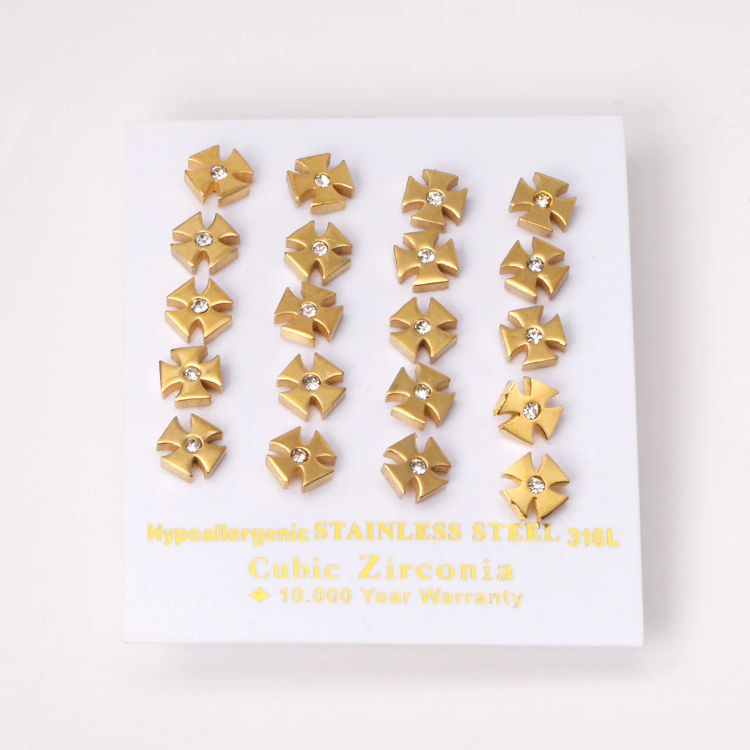 Серьги-гвоздики из нержавеющей стали золотого и серебряного цвета 10 пар |