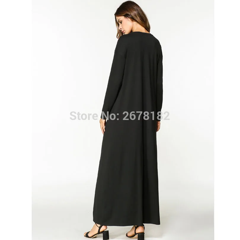 2018 мусульманское хлопковое повседневное свободное платье Абая с вышивкой и