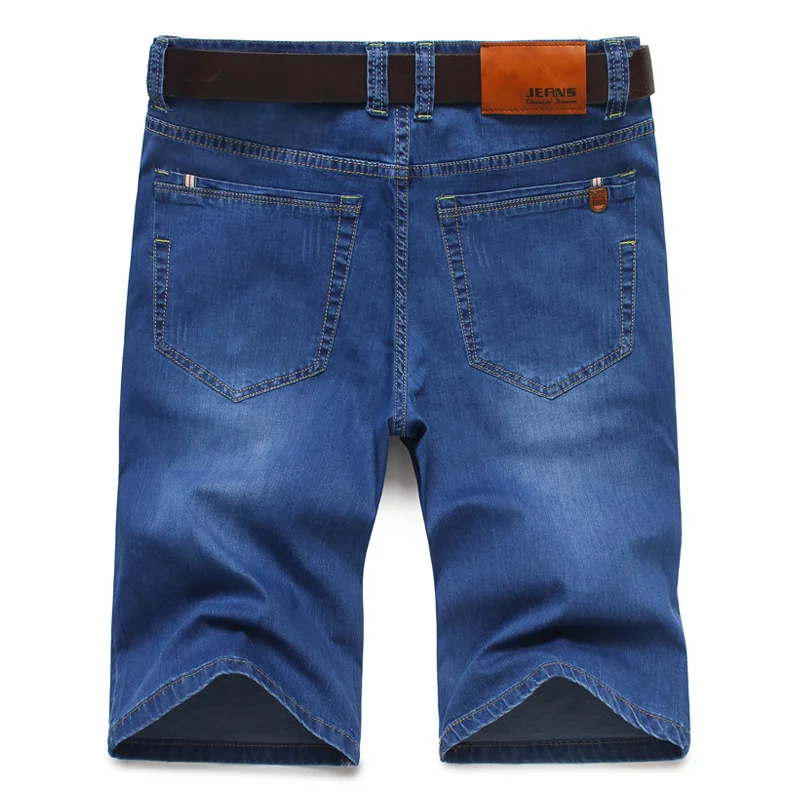 

Big Size 40 42 44 46 Summer New Men Business Denim Shorts Fashion Casual Stretch Slim Blue Thin Short Jeans Male