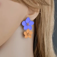 2020 new womens fashion design big double flower mixed color earrings for women summer style party wedding earrings jewelry