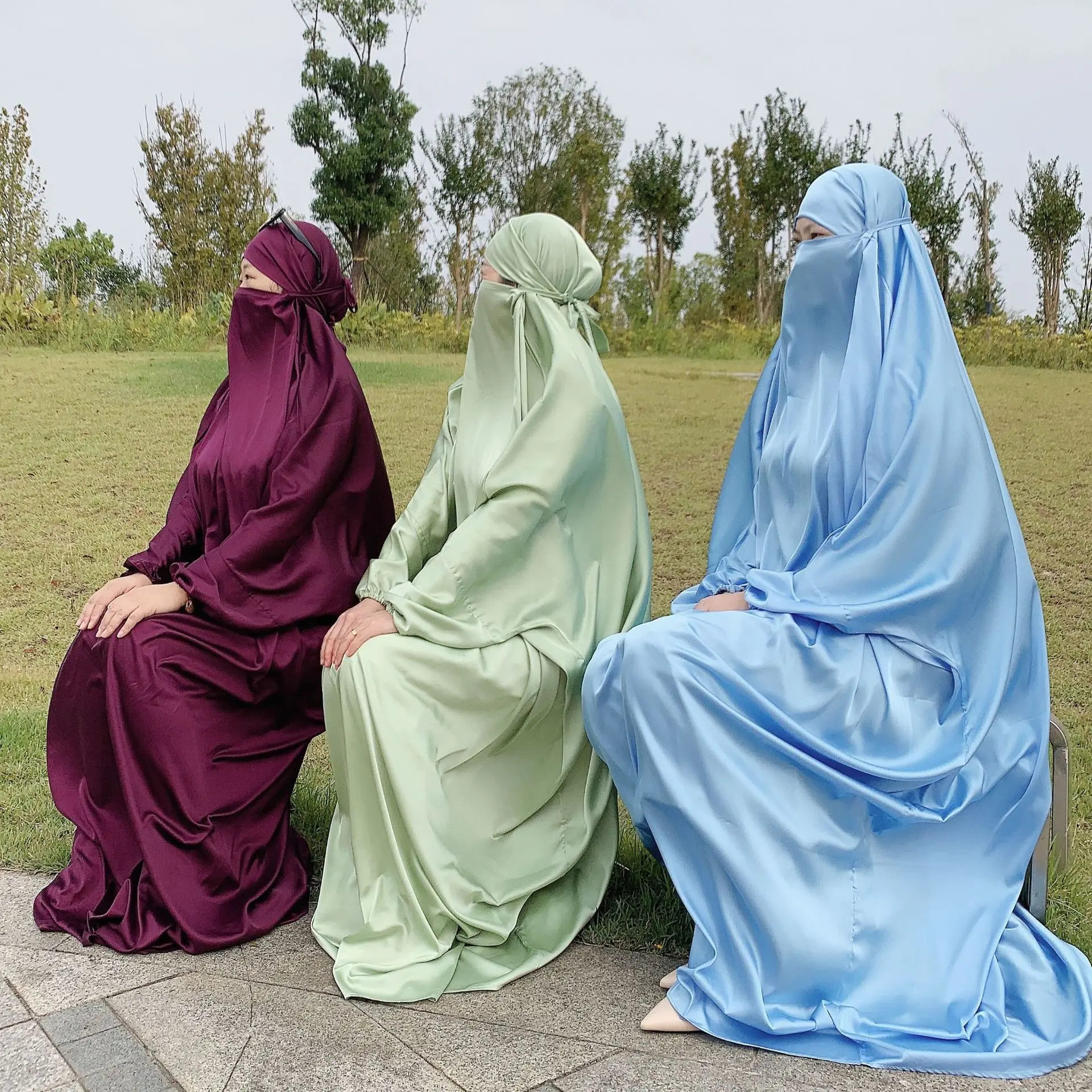 ИД с капюшоном мусульманский хиджаб платье молитвенная одежда Jilbab Abaya длинная химар полная обложка Рамадан яркая мусульманская одежда Niqab