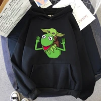 anime baby yoda frog print hoodies mens casual fashion streetwear star wars cartoon sweatshirts male fleece warm casual hooded