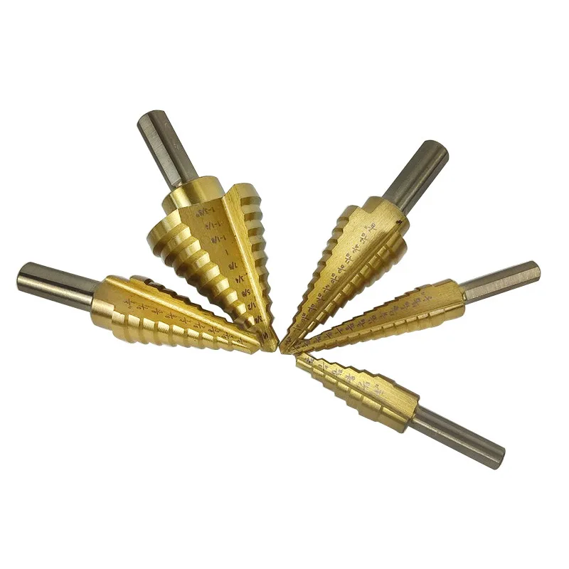

6Pc Aluminum Box Inch Step Drill High Speed Steel Multi-Function Multi-Purpose Positioning Punching Step Drill