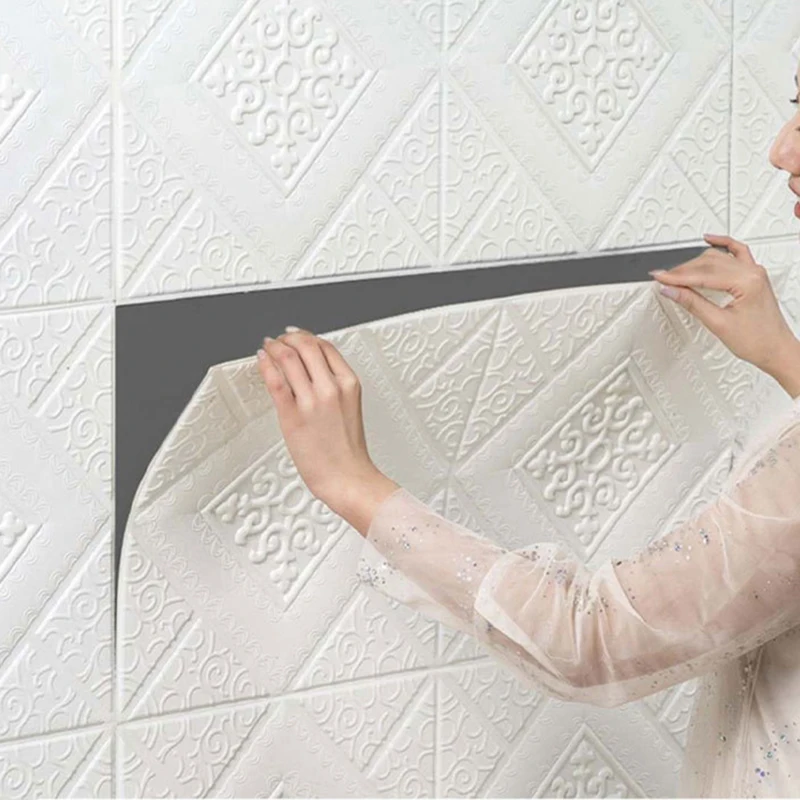 

70*70cm 3D Foam Wallpaper Pattern Sticker Waterproof Sticker Home Decoration 3D Self-adhesive Wallpaper Wall Sticker 1 Piece