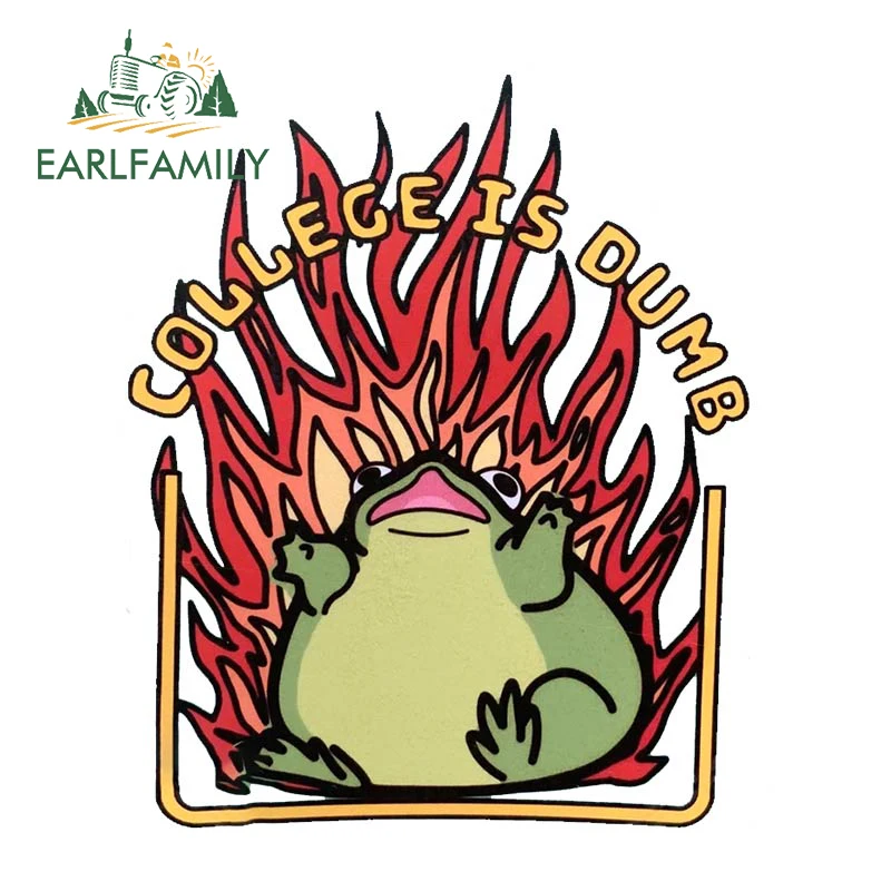 

EARLFAMILY 13cm x 11.1cm for Burning Frog Car Stickers Fashionable Cute Decal Sunscreen Waterproof Laptop Surfboard Decor