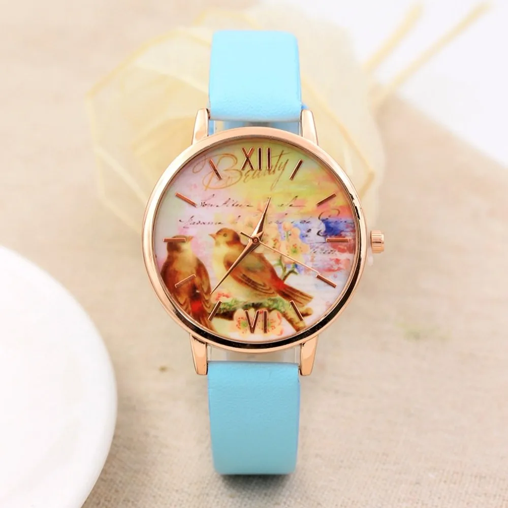 

Bird Peach Flower Belt Quartz Women's Watch Pd341 Casual Fashion Watches Round Case Wrist Watch Gift for Women Dropshipping