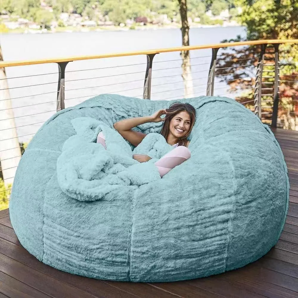 Dropshipping Giant 7FT Memory Foam Furniture Bean Bag Big Sofa with Soft Fur Cover Sack Chair | Мебель