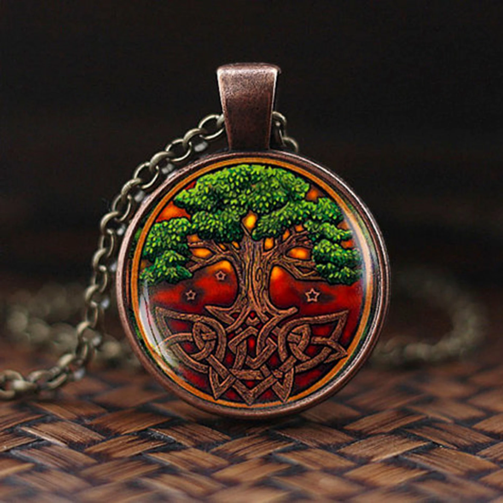 

Sacred Geometry Pendant Necklace Tree Milky Way Galaxy Nebula Space Sun God Yinyang Taichi Glass Cabochon Necklaces