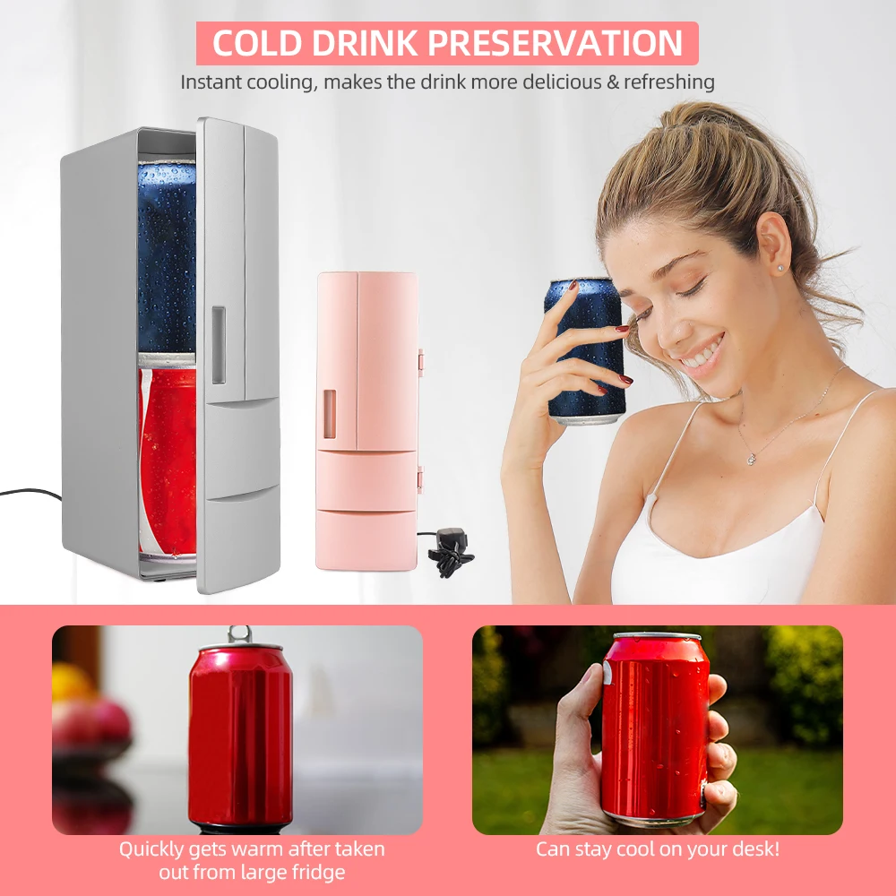 mini usb fridge freezer cosmetic refrigerator multifunction fridge cans drink beer cooler travel refrigerator icebox car office free global shipping