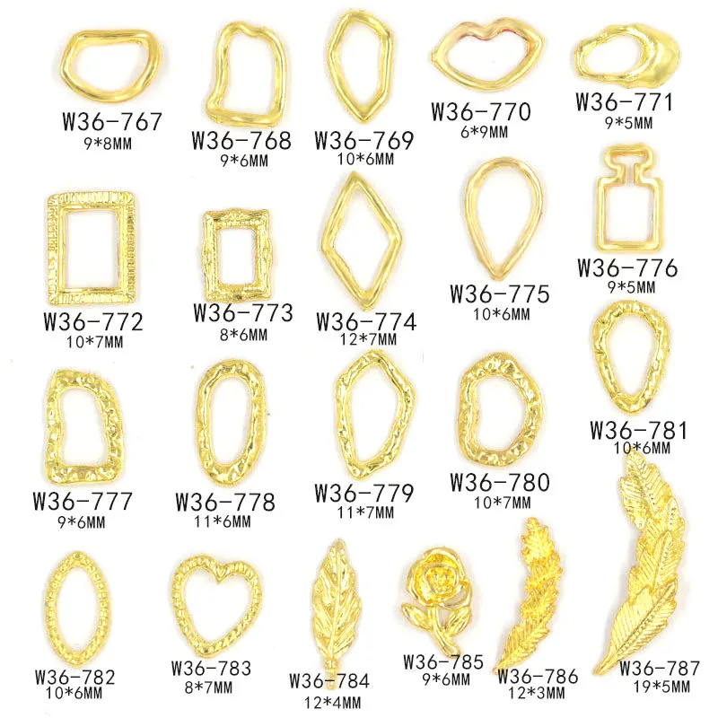 20 шт./лот аксессуары для маникюра японские нестандартные геометрические золотые