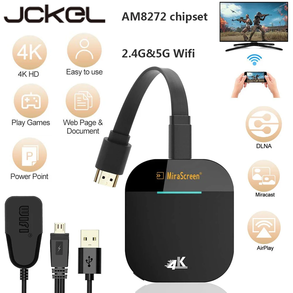

JCKEL MiraScreen Wifi 5G Stick Mirror for Android Mini PC Iphone Apple TV Anycast HDMI-compatibl Wireless Adapter Display Dongle