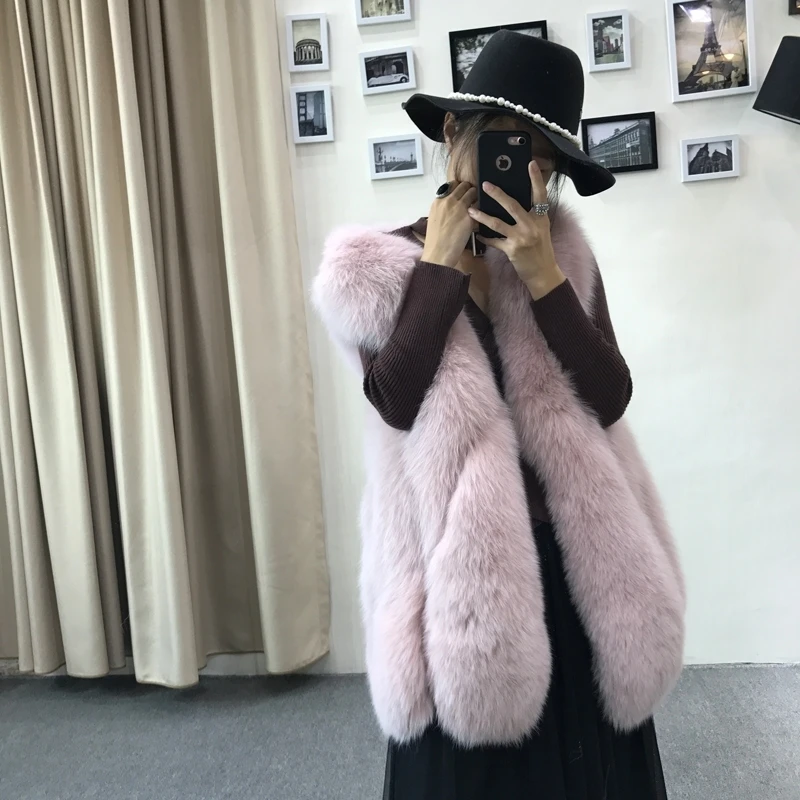 

Woman High Quality Faux Fur Vest Coat Female Faux Fox Warm Coat Vests Winter Ladies Sleeveless Fashion Furs Coats Jacket Q150