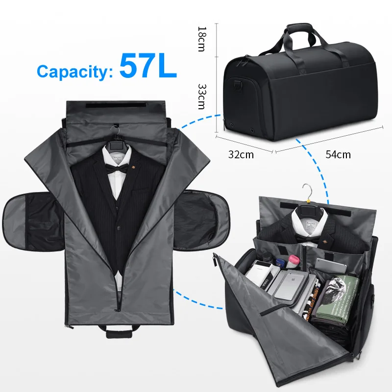 Integrated Design Large Capacity Multifunctional Duffel Bag Men Business Trip Storage Travel Bag Shoulder Fitness Climbing Bag
