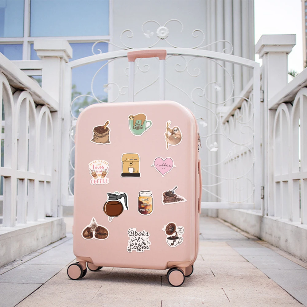 103050pcs cute coffee cartoon graffiti stickers aesthetics laptop guitar luggage phone waterproof anime sticker decal kid toy free global shipping