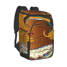 Large Cooler Bag Thermo Lunch Picnic Box African Black Women Insulated Backpack Ice Pack Fresh Carrier Thermal Shoulder Bag