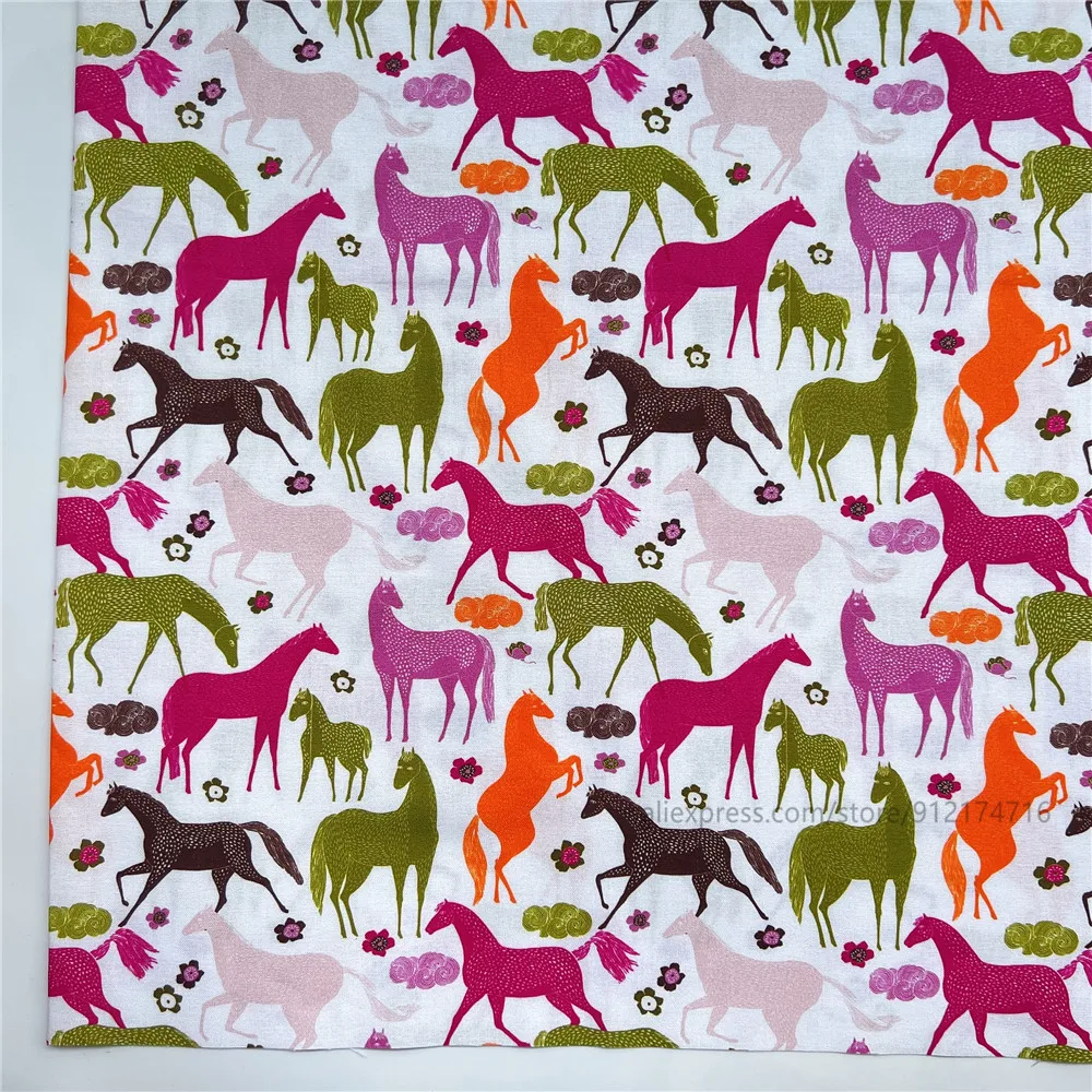 Wide110 см мультяшное животное жираф Зебра лошадь печатная хлопчатобумажная ткань