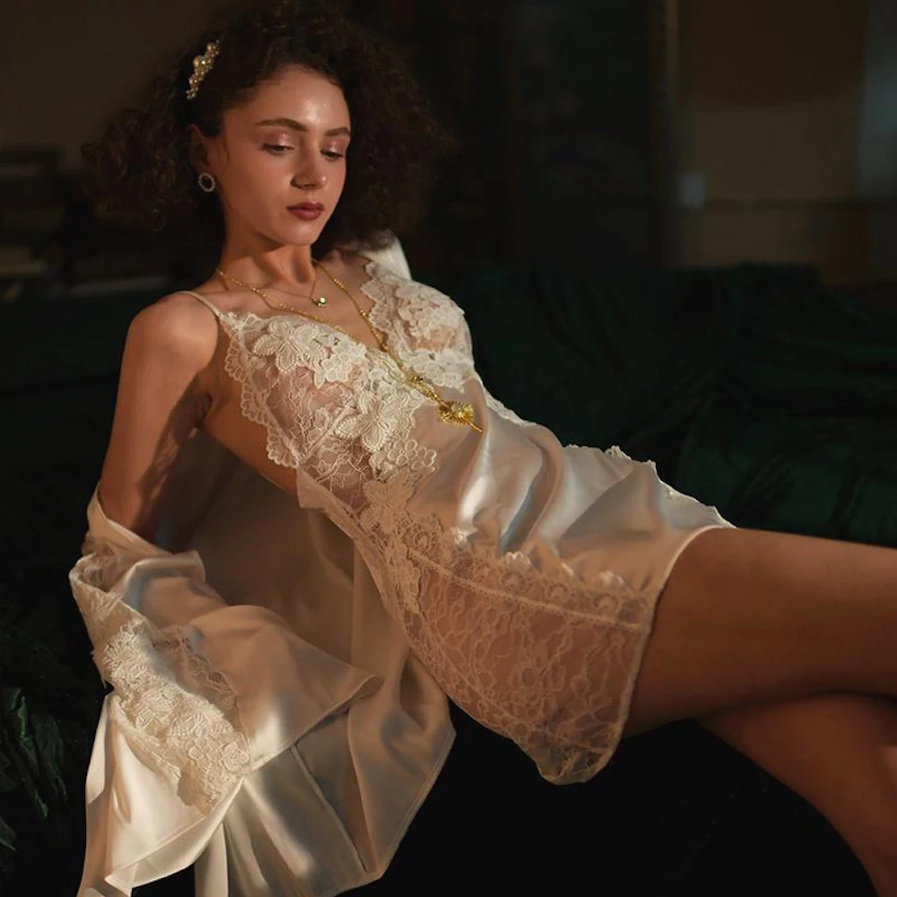 Соблазнительное кружевное Ночное платье домашняя одежда для сна женская ночная