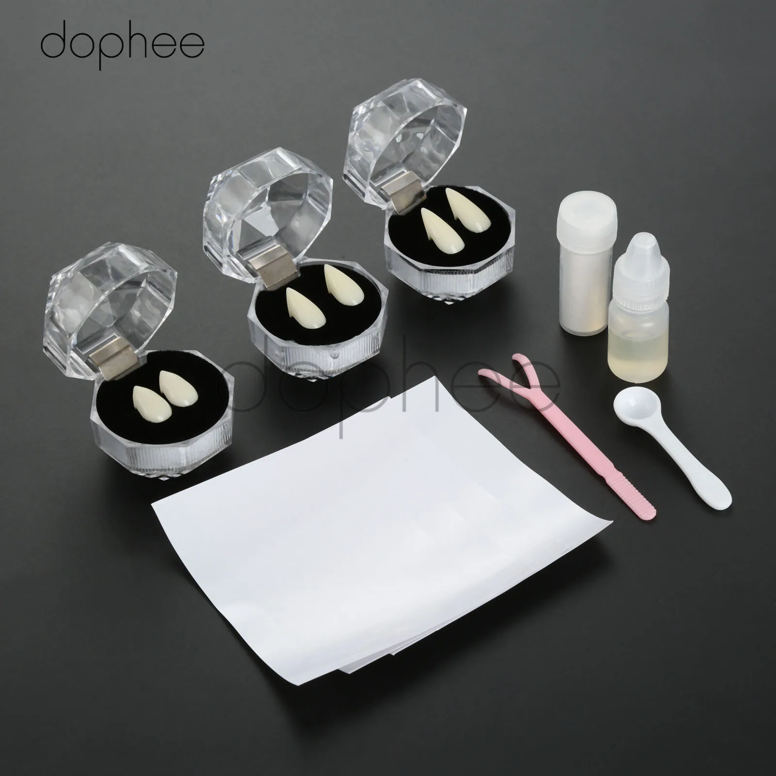 Dophee 1 шт. вампир поддельные зубы смола с клеем маскарадный костюм Хэллоуин