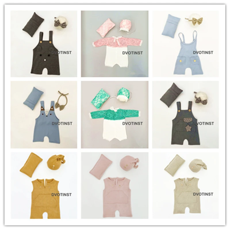 Dvotinst Newborn Photography Props Baby Crochet Knit Outfits Clothes Rompers Bonnet Set Fotografia Accessories Studio Photo Prop