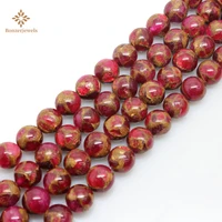wholesale natural red colors cloisonne minerals polished round loose beads for jewelry making diy bracelet