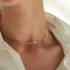 Классическое ожерелье-Змея с лезвием ключицы для женщин, модное ожерелье золотого цвета, плоские чокеры, ожерелье, ювелирные изделия, подарок, оптовая продажа