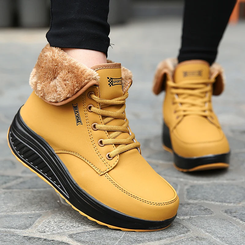 

Women's Nude Boots Autumn and Winter NewBoots Thick-soledBoots Warm Fur Snow Boots Boots Wedge Ankle Boots Female Crawling Shoes