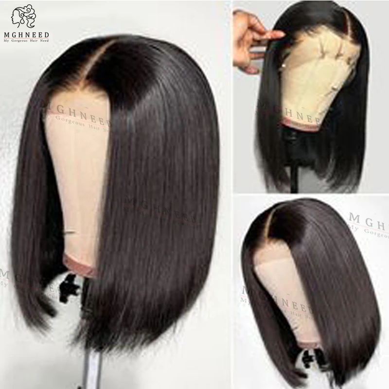 Short Bob Wigs Brazilian Human Hair Lace Frontal Wig Virgin Can Be Dyed Hd Transparent Lace Front  Wig Natural Hairline
