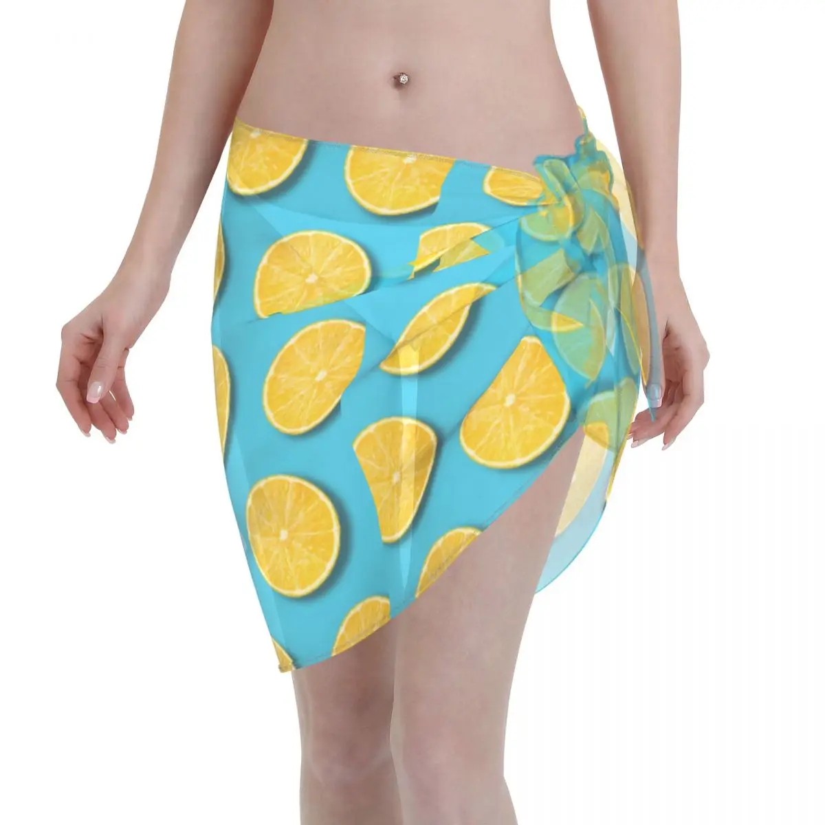 

Sexy Women Beach Swimwear Pareo Scarf Cover Up Wrap Kaftan Sarong Beach Wear Lemon Slices Bikinis Cover-Ups Skirts