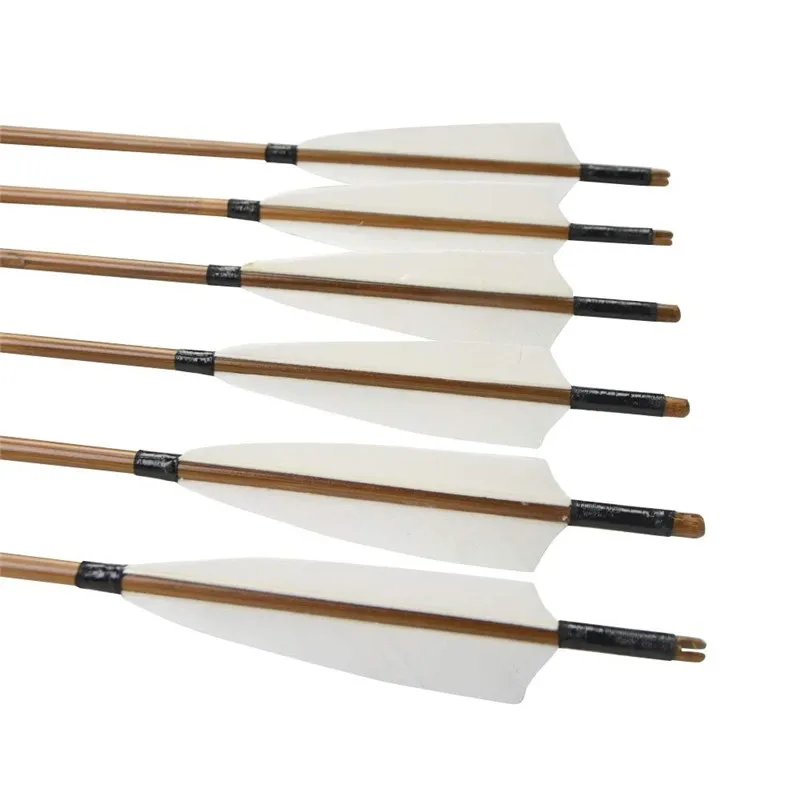 6pcs 32inch Archery Bamboo Arrows 8mm Hunting Arrow With 5" Turkey Feather For Bow Outdoor Shooting Accessories | Спорт и