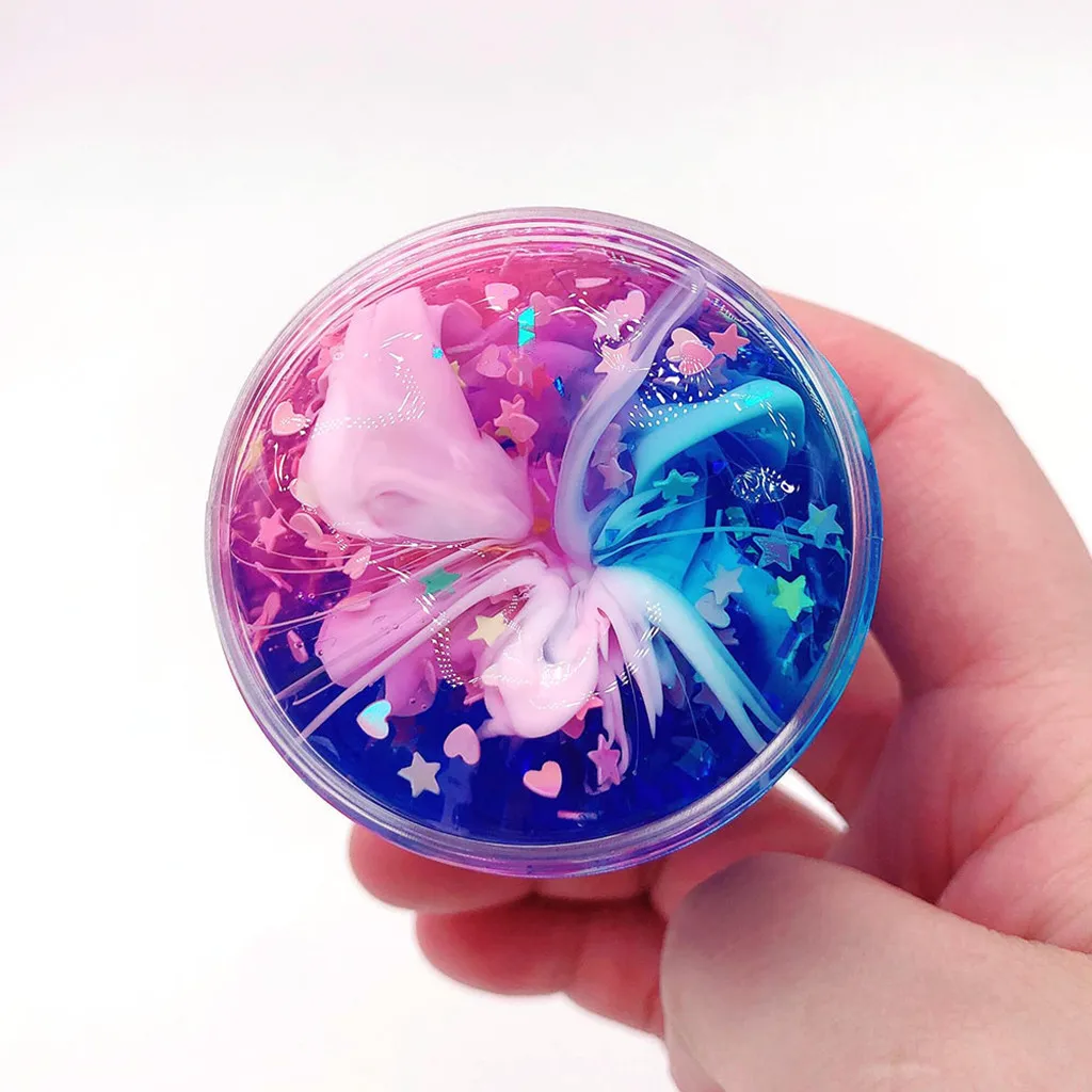 Смешивание облаков слизь моделирование глина наполнитель прозрачная коробка