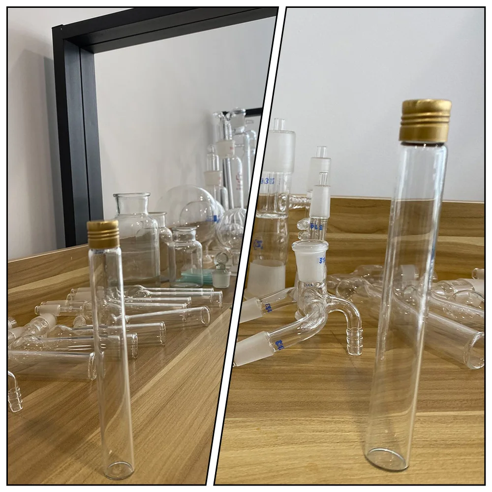 

20Pcs Transparent Test Tube with Screw Cap Sample Bottles Laboratory Consumables