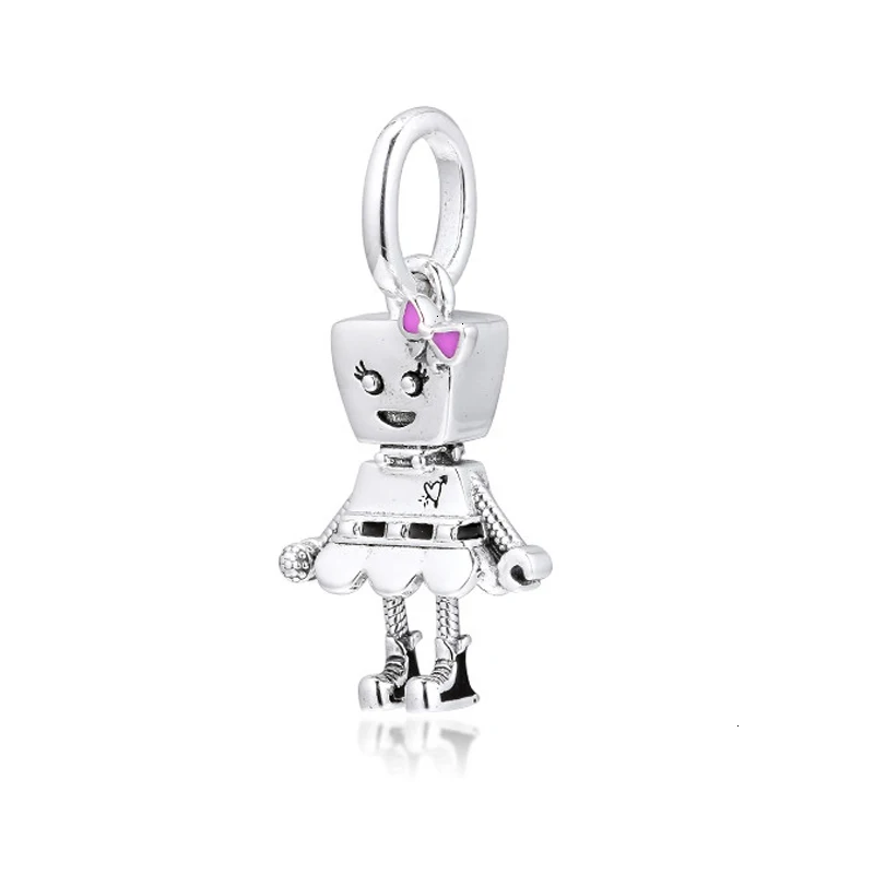 MEEIE подлинный 925 пробы серебряный браслет Bella Bot в стиле панк Подвеска подвеска