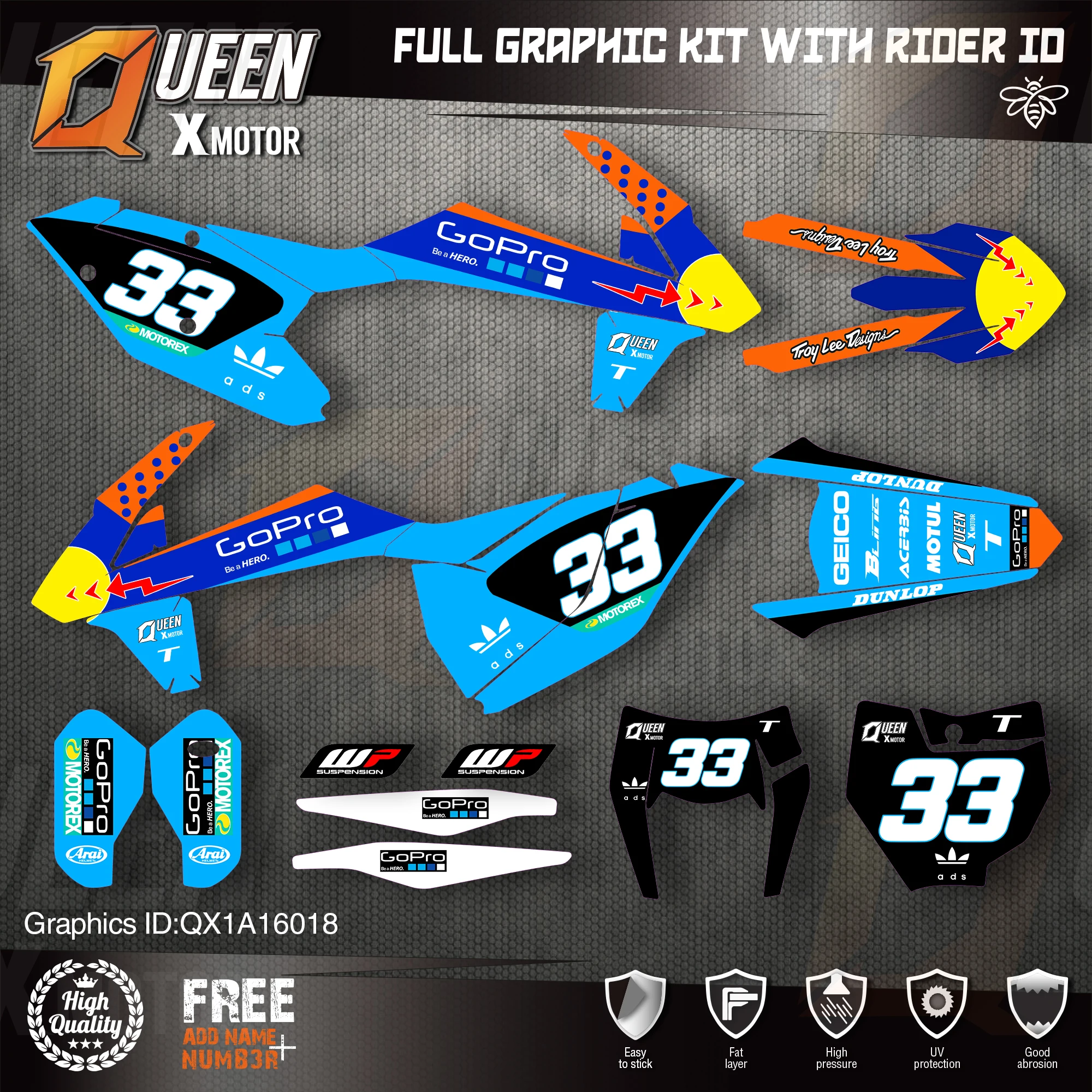

QUEEN X MOTOR Custom Team Graphics Decals Stickers Kit For KTM 2016 2017 2018 SX SXF , 2017 2018 2019 EXC XC-W EXC-F 018