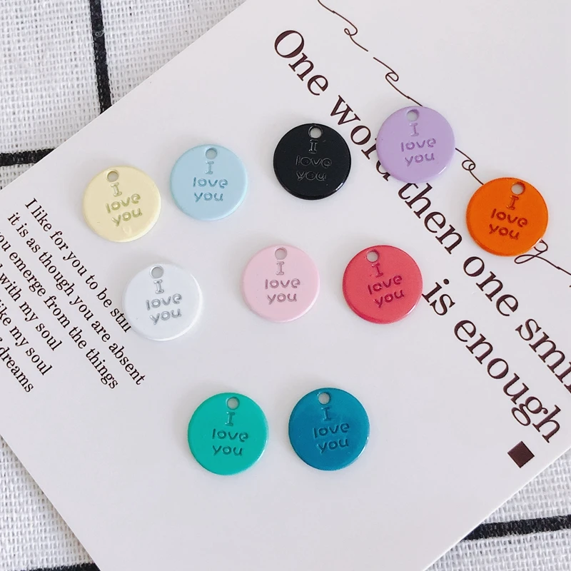 

Ювелирные аксессуары «сделай сам», простые и красочные круглые подвески «Я тебя люблю» с карточкой, ожерелье, браслет, аксессуары для ювели...