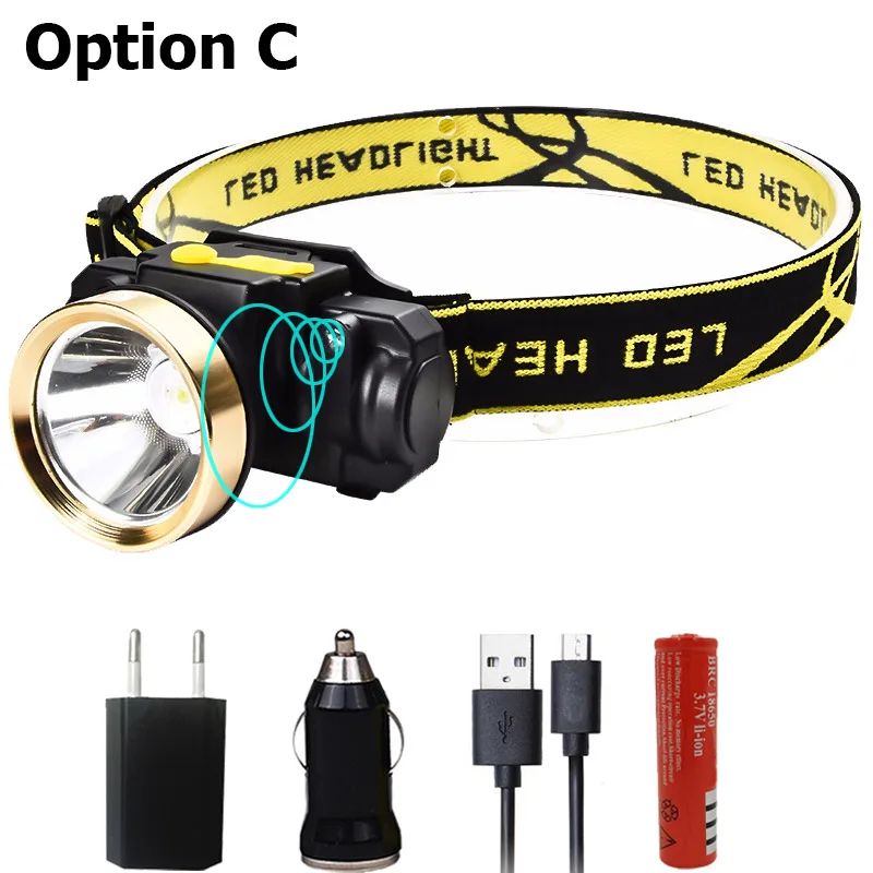 OPtion C Litwod Z209010 светодиодный инфракрасный датчик движения, головной светильник, налобный фонарь, налобный светильник, перезаряжаемый светильник-вспышка, налобный фонарь, фонарь для охоты, светильник - Испускаемый цвет: OPtion C