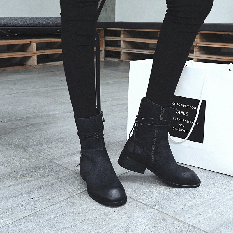 

Xiaoxiang version short boots women spring and autumn single boots 2019 new leather ankle boots with English Martin boots