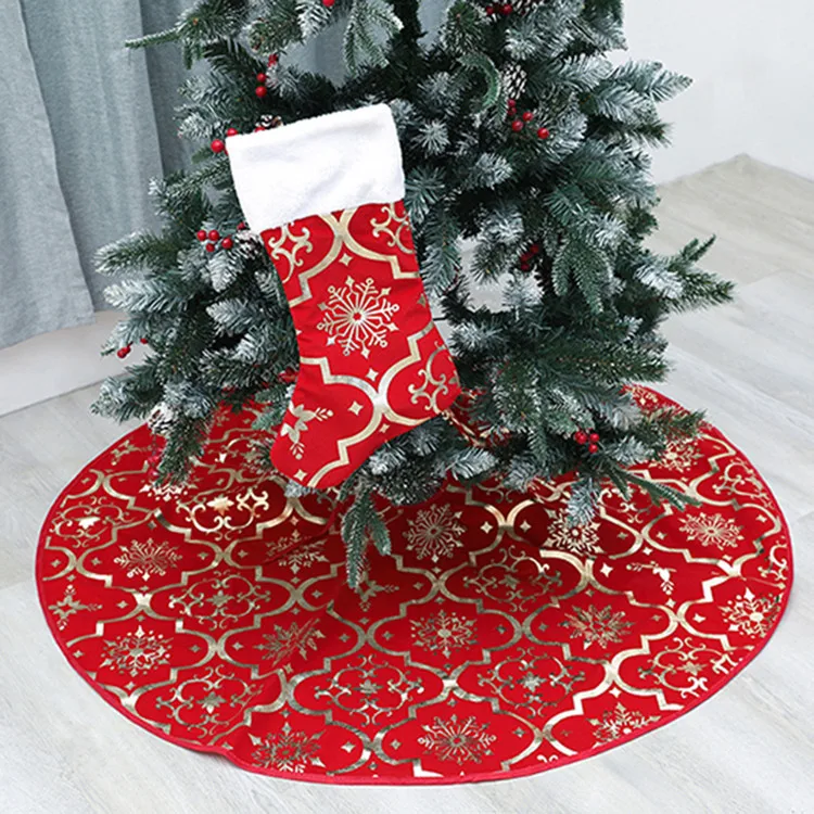 Christmas Tree Skirt Thick Rustic Xmas Tree Skirt for Christmas New Year Holiday Party Home Ornaments Decorations Indoor Outdoor