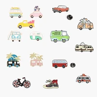 travel bus camper enamel pins badge cartoon car adventure mountain brooches for kids friends bag clothes lapel pin jewelry gift