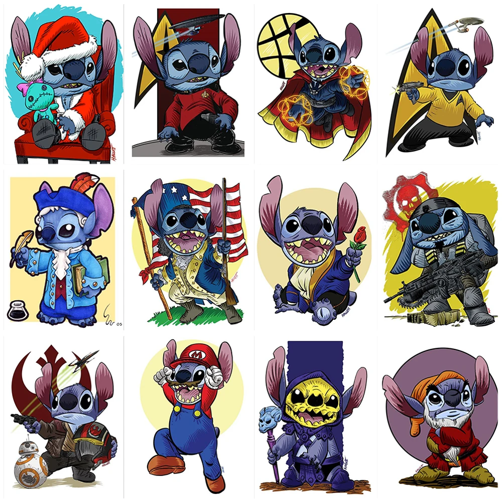 

Disney Cartoon 5D Diamond Painting Lilo&Stitch Round Diamond Embroidery Christmas DIY Mosaic Winter Home Decor