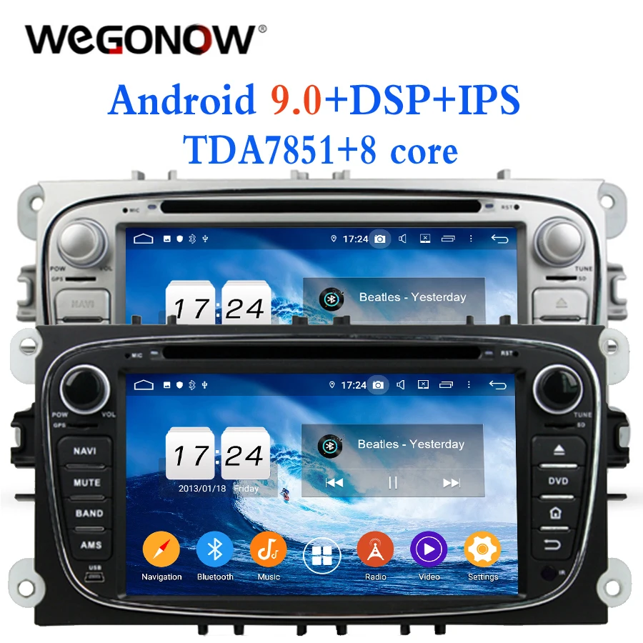 2DIN Android 9 0 для Ford Mondeo Tourneo Transit S max Focus Восьмиядерный 4 Гб ОЗУ автомобильный DVD плеер
