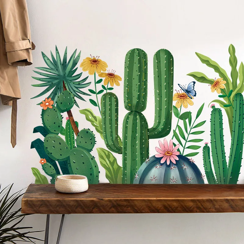 Настенные 3D наклейки в виде кактуса фотообои искусство ПВХ на стену для гостиной